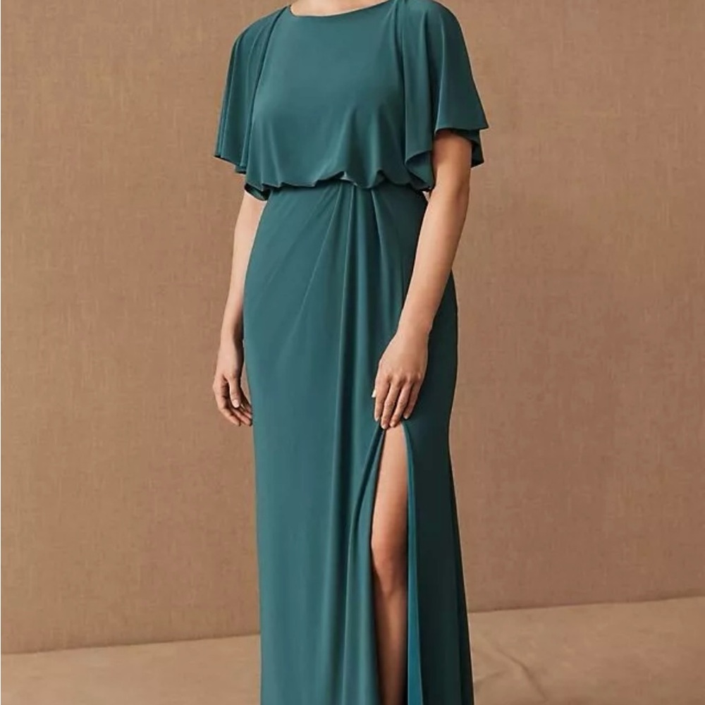BHLDN Anthropologie Green Lena Jersey Flutter Sleeve Maxi Dress- Size 2